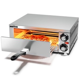Wantjoin Pizza Oven Indoor - Electric Pizza Ovens Countertop Stainless Steel Commercial Pizza Maker Fits 12" Pizzas, With Timer Crumb Tray, 110W, For Home, Bars, Food Trucks