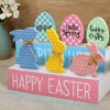 6Pcs Easter Bunny Decorations, Wooden Rabbit Egg Shaped Tabletop Centerpieces