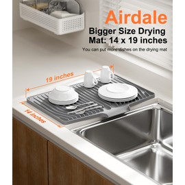 Kitchen Dish Drying Mat, 19 x 14 inches, Grey