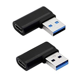 CERRXIAN 90 Degree USB C to USB A Adapter, Right Angle & Left Angle USB A 3.0 Male to USB Type C 3.1 Female Connector for Laptops, Wall Chargers, Power Banks(2-Pack)