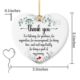 Appreciation Gifts for Women Thank You for Being a Part of My Journey Gifts for Coworkers Friends Nurse Teacher Employee Boss Christmas Tree Decoration Ceramic Heart Ornament