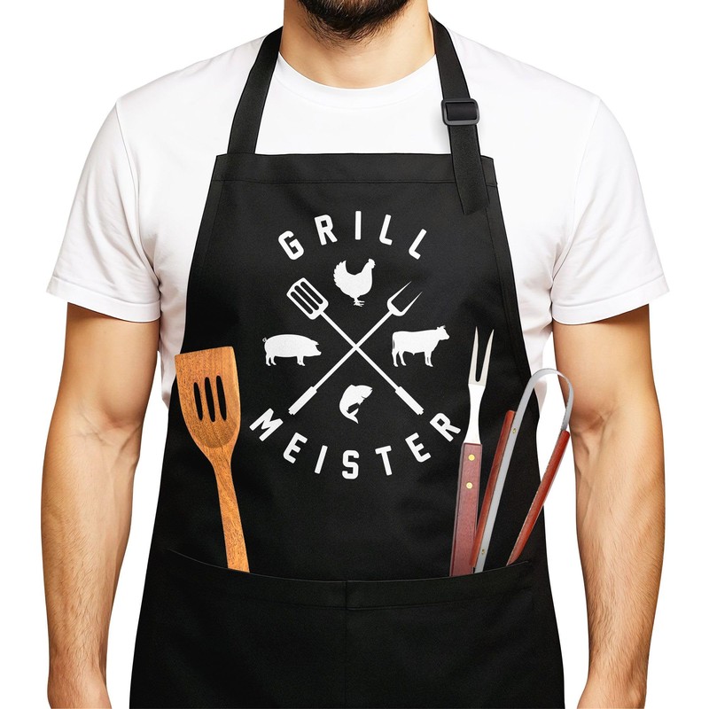 MoonWorks® BBQ Apron for Men with Saying "Hier grillt der