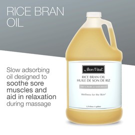 Bon Vital' Rice Bran Oil, 100% Pure and Cold Pressed Carrier Oils for Diffusers, Professional Massage Oil, Best Beauty Secret for Soft & Smooth Skin, Moisturizer, 1 Gallon Bottle