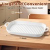 2 Pack Microwave Bacon Tray Ceramic Cooker with Drip Rack,