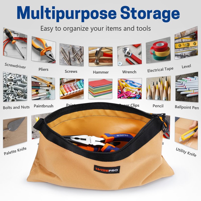 WISEPRO 4 PCS Zippered Tool Pouch, Multipurpose Tool Organisers Bags,