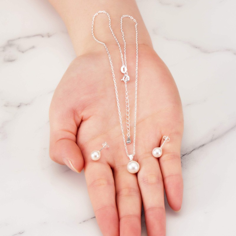 Philip Jones Sterling Silver White Shell Pearl Set