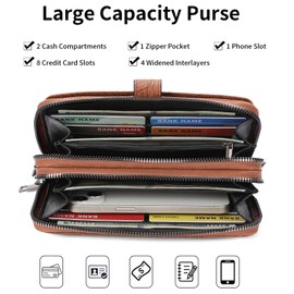 SENDEFN Wallet Purses for Women Small Leather Crossbody Clutch Women Wristlet Purses RFID Card Holder Crossbody Cellphone Bag