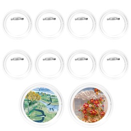 UEAVOID DIY Buttons without Button Machine, Lapel Buttons with Safety Pin, DIY Button Pins Acrylic, for Picture, Photo, Clothing, School (60 mm) (Transparent) Pack of 10