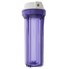 Hydronix HF2-10CLWH14, 10" Clear Housing with White Flat Cap For RO & Filtration Systems, 1/4" Ports