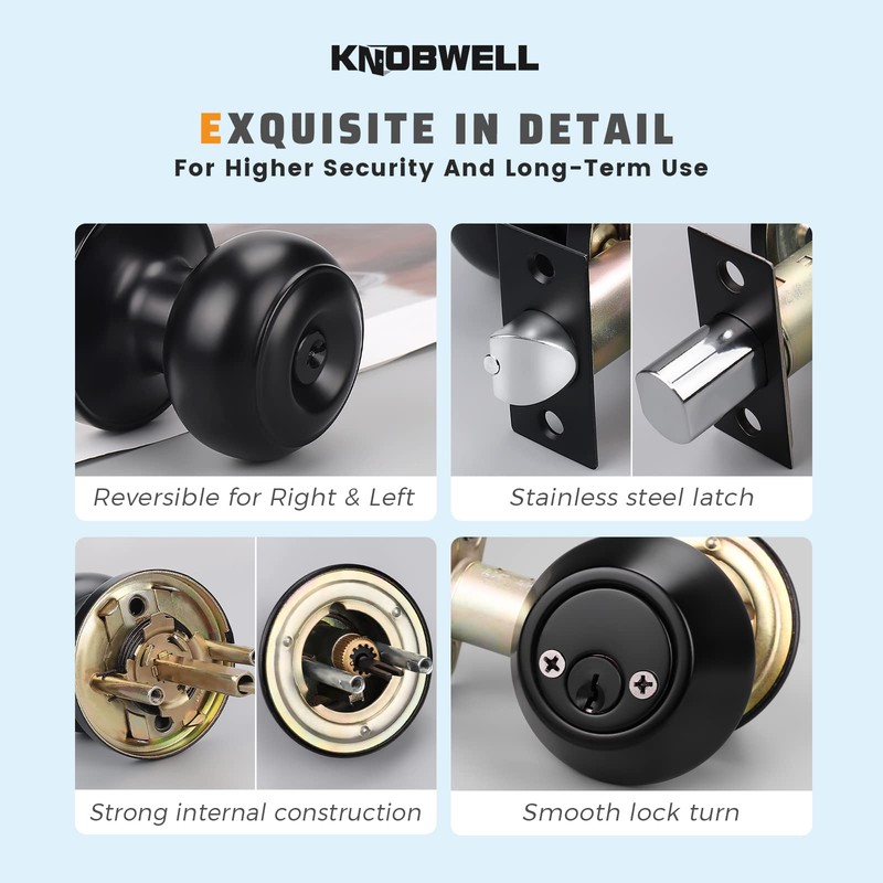 KNOBWELL 2 Pack All Keyed Same Entry Door Knob and