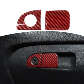 RT-TCZ for Challenger Glove Box Latch Handle Trim Cover Red Carbon Fiber for Dodge Charger 2010 Up for Challenger 2015 Up for Chrysler 300C 2011 Up Red Carbon Fiber Interior Accessories 2pcs