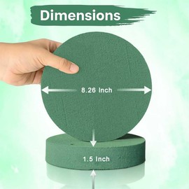 Lageza Pack of 6 Round Floral Foam Blocks (8.26” X1.5”) Dry & Wet Green Flower Foam Blocks for Fresh & Artificial Flower Arrangements, Party Decorations, Florist Supplies (Size: 8.26 Inch)