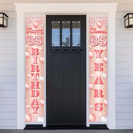 Happy 85th Birthday Rose Gold Banner Backdrop Cheers to 85 Years Old Confetti Balloons Theme Decor for Women 85 Years Old Pink Birthday Party Decorations Bday Supplies Gift Background Favors Glitter