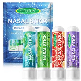4-pack Nasal Inhaler Stick - Pure Natural, Portable Nasal Inhaler Stick, Helps Naturally Refresh and Relieve Stress, Aromatherapy Relief