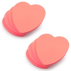 Evergreen Goods Haftnotizen in Herzform, neonfarben, pfirsichfarben, 100 Blatt pro Block, 7,6 x 7,6 cm, entfernbare Haftnotizen für Büro, Schule, Zuhause, Valentinstagsgeschenk für Paare, 8 Stück