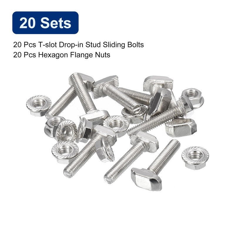 QUARKZMAN M6 x 30 mm T-Nut and M6 Hex Flange