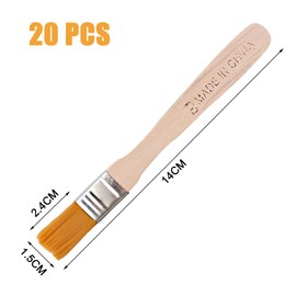 Pack of 20 flat brushes, paint brushes, bristle brush, window brush with wooden handle, glaze brush for paints, art, painting supplies, varnishes, painting, DIY painting of walls - 14 cm