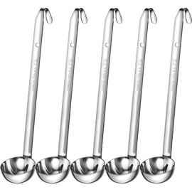 Cunhill 5 Pcs Soup Ladles Serving Ladles Stainless Steel Ladles with Long Handle for Serving, Cooking, Stirring, Portioning Kitchen Restaurant Accessories(4 oz)