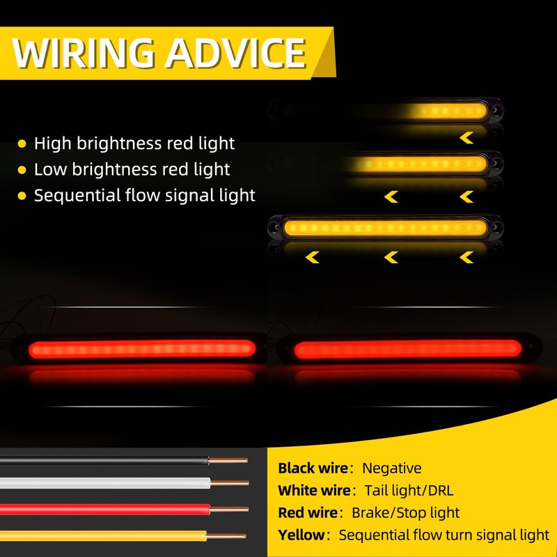 FXC 2 Pack 10" LED Trailer Tail Light Bar Brake