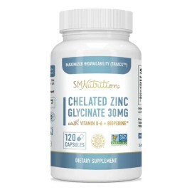 Quelato de Zinc SM Nutrition con Vitamina B6 y Bioperina, 120 Tabletas