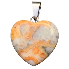 Steinfixx® - Genuine gemstone heart pendant with silver eyelet, 26 variants, for loved ones, chakra stone, healing stone, 20 x 20 mm (crazy lace)