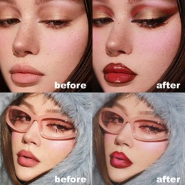2-in-1 Lipstick with Lip Liner Set, Velvet Matte Lip Liner Pencils, Gradient Lipstick and Black Lip Liner, Lipstick with Contour Pencil, Soft Lip Shine, Makeup Lips/Pencil for Women