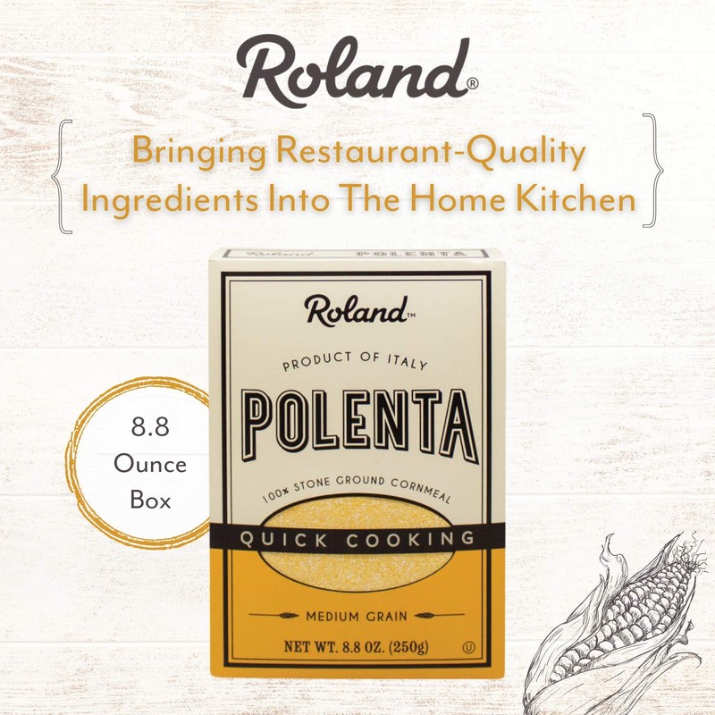 Roland Foods Medium Grain Yellow Polenta, 8.8 Ounce Box, Pack
