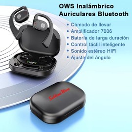 Ewtto Audífonos Bluetooth 5.3 Oreja Abierta, Sonido Estéreo 3D con Controlador de 16.2 mm, 6 Horas de Reproducción, 60 Horas de Espera, Negro