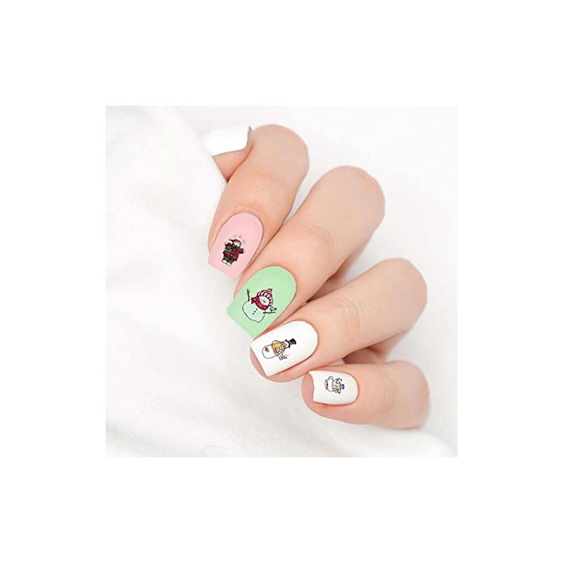 Classic Snowman Clear Water-Slide Nail Designs