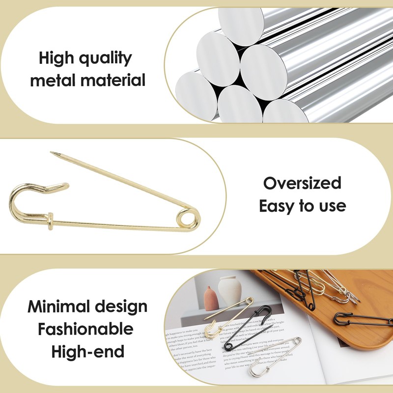 Large Extra Large Metal Safety Pins 2.7 Inch Ideal for