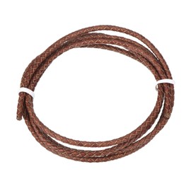Rebower Round Braided Leather Cord 3mm Bolo Leather Cord String Rope for Jewelry Making, Necklaces, Bracelets, Wraps, Crafts, 1m/3.3Ft, Retro Brown