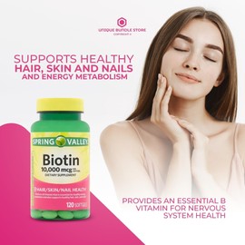 Unique Bundle Store Biotin 10,000 mcg – 120 Tablets, High Potency Biotin Supplement, Vitamin B7 for Hair Skin and Nails for Women and Men, Biotin 10000 mcg Daily Support (Pack of 1)
