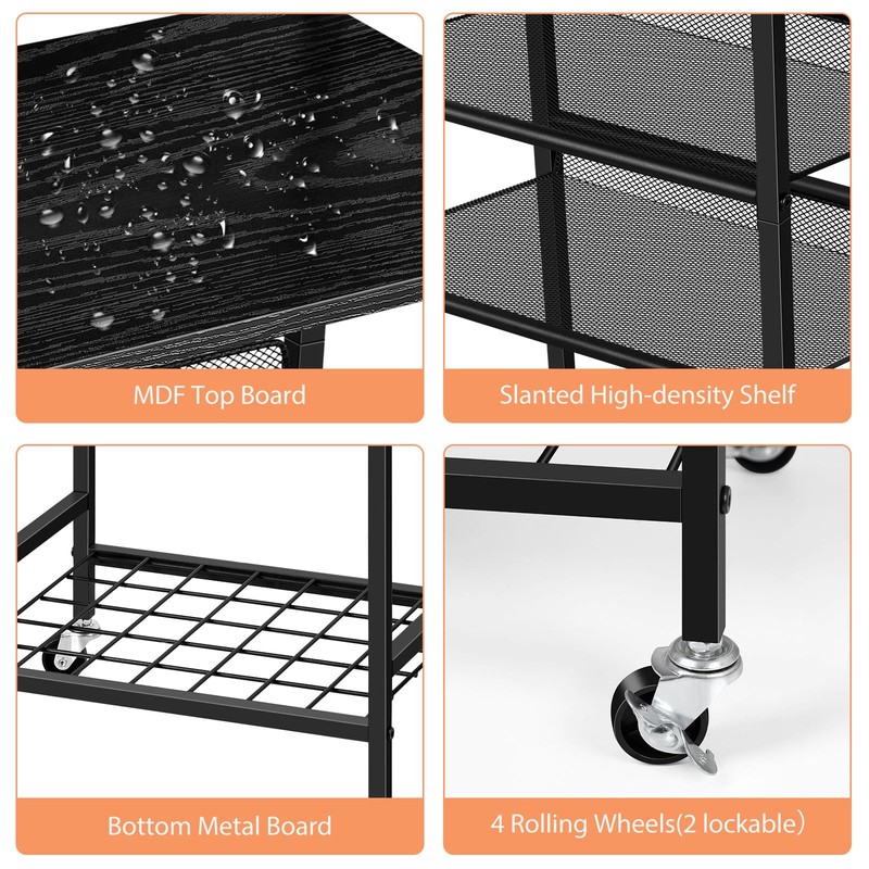 OYEAL Hair Tool Organizer Black Makeup Cart Organizer With Wheels,