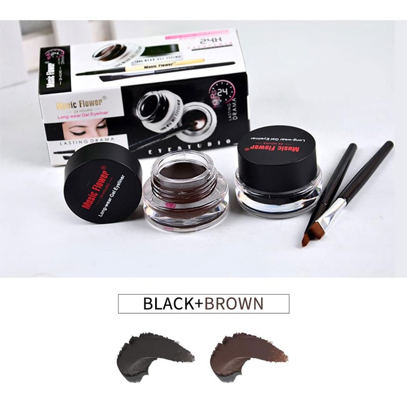 Gel Eyeliner Black+Brown Gel Liner Eyeliner No Fall Creamy Touch