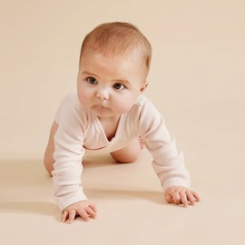 Wilson & Frenchy Organic Stripe Rib Wrap Bodysuit - Cantaloupe, 0 (6 - 12 Months)