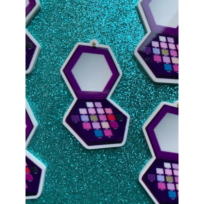 5pc. Purple Eyeshadow Resin Planar Flatback, Makeup Cabochon, Bow Center