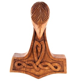 Windalf Vikings Thors-Hammer Wall Decoration Northri 19 cm Viking Wall Relief Raven Head Handmade Wood