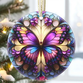 3.5 Inch Ceramic Butterfly Ornament, Christmas Ornament, Christmas Decoration, Christmas Tree Ornament, Heirloom Keepsake, Gift Exchange, Gift Idea, Bauble Present