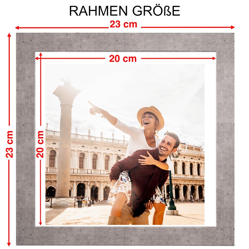 CABBEL Picture Frame 20 x 20 cm, Grey/Concrete, Sturdy MDF