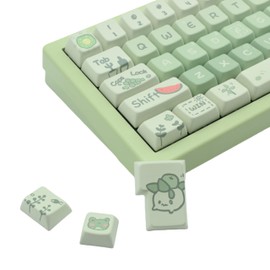 Cmokifuly Frog Cute Keycaps MDA Profile Custom PBT Green Keycap for Mechanical Keyboard,148 Keys Dye-Sub Cute Keycaps (Green Frog)