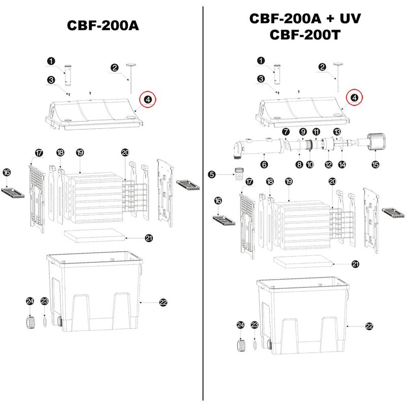 Replacement Part for Sunsun Bio Pond Filter CBF 200T/200U/200/200 A