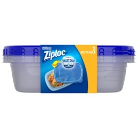 Ziploc Food Storage Meal Prep Containers with Smart Snap Technology, Dishwasher Safe, Rectangle, 2 Count, Packaging May Vary