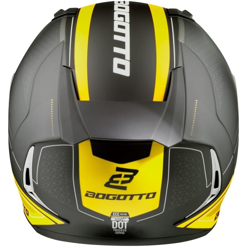 Bogotto FF110 Cinder Helmet (Black Matt/Yellow, L)