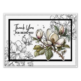 LZBRDY Spring Bloomed Magnolia Flowers Clear Stamps and Dies Set - DIY Card Making, Scrapbooking, Photo Gifts, Albums, Crafts Decor, and Greeting Cards