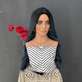 JINGFA Realistic Female Mannequin Head with Shoulders for Wigs Earrings Hats Display,Glam Half Body Mannequin Head Wig Head Stand JF-DP487-YH2