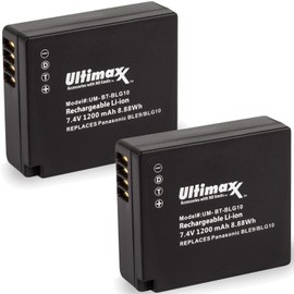 Ultimaxx BLG10 Extended Life Batteries (2-Pack) (1200mAh) for Panasonic Lumix DC-GX9, DC-LX100 II, DC-ZS200, DC-ZS70, DC-ZS80, DMC-GX80, DMC-GX85, DMC-ZS60, DMC-ZS100, DMC-GF6, DMC-GX7K, DMC-LX100K