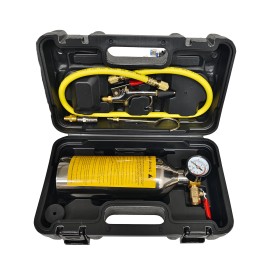 Auto AC System Flush Cleaner Kit Stainless Steel Tank Flush Gun Hose for Car Evaporator Condenser Air Duct Maintenance Workcolor: Yellow, type: AC System Flush Tool Set