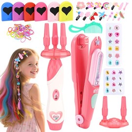 Dreamon 51 Pcs Hair Styling Tools - Hair Gem Stamper Kit and Automatic Hair Braider - Bling Hair Jewels for Girl with Reusable Shining Diamonds and Ha