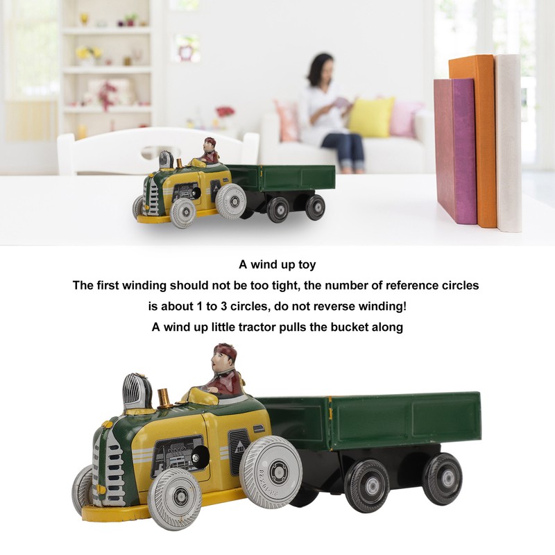 Wind Up Metal Walking Toy Tinplate Tractor Nostalgic Handmade Delicate