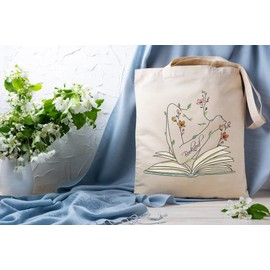 Faithful Prints Book Nerd Tote Bag | 100% Cotton Shopping Bag for Book Lovers | Christmas, Birthday Present | One Size Natural